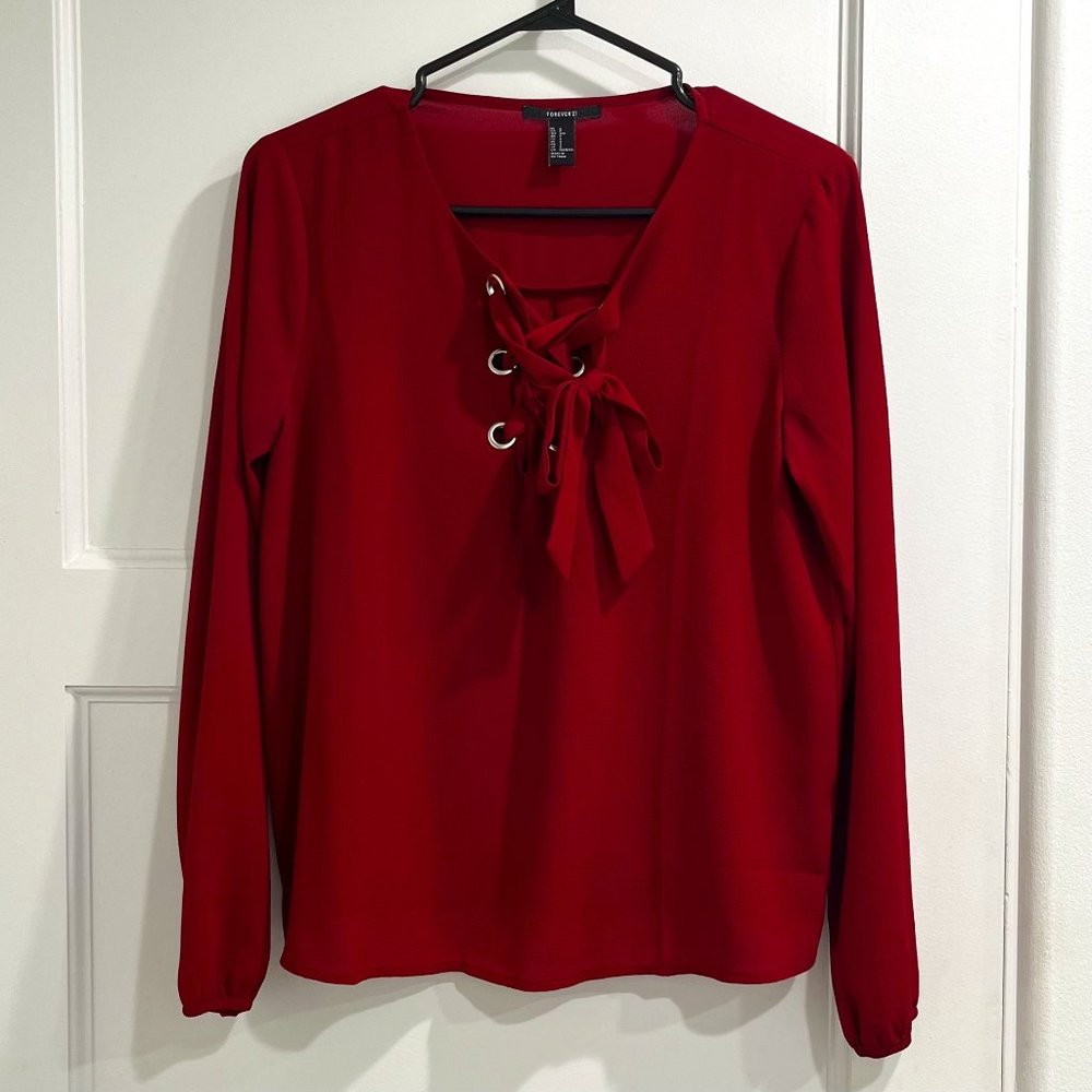 Forever 21 lace up blouse